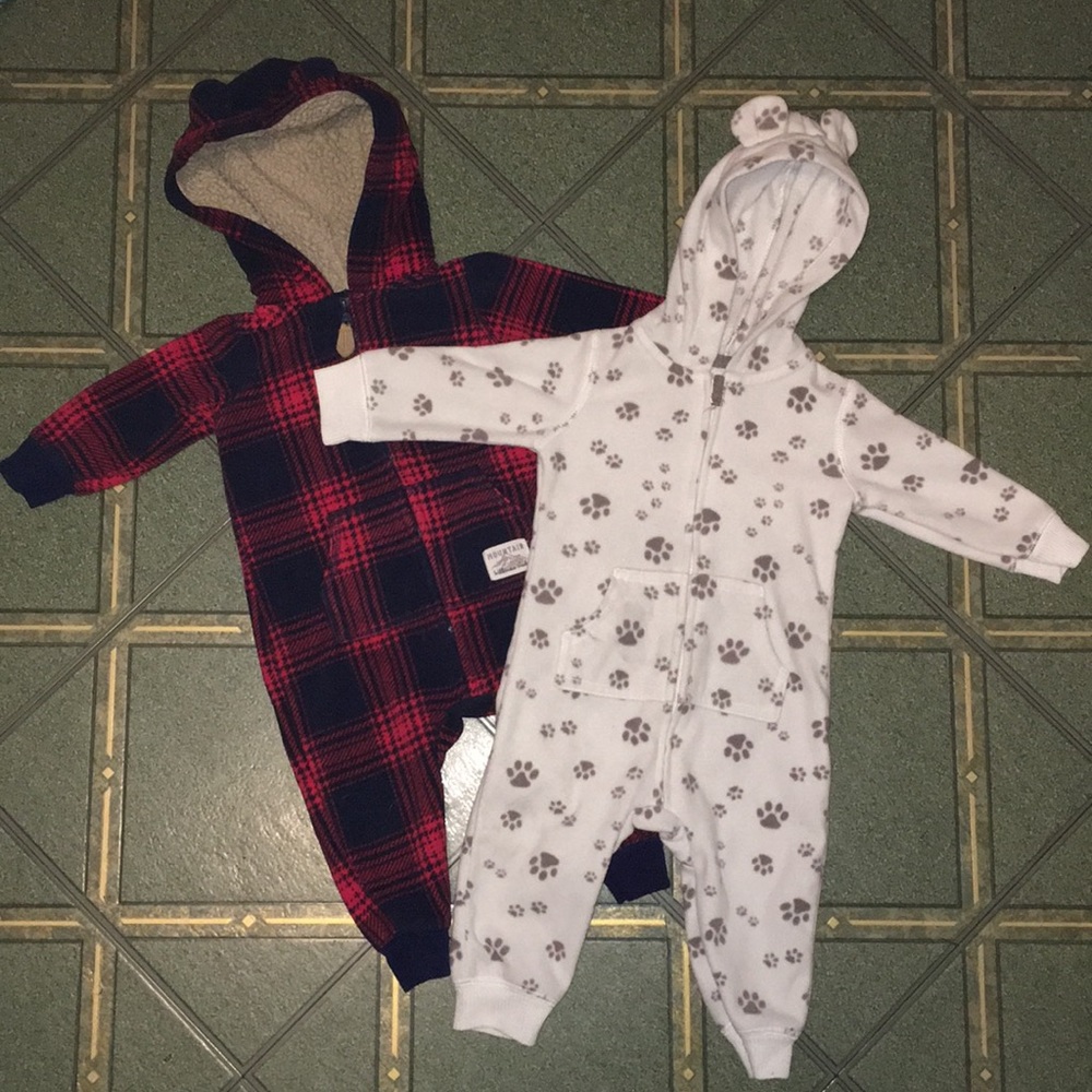 Carter’s fleece zip up winter rompers